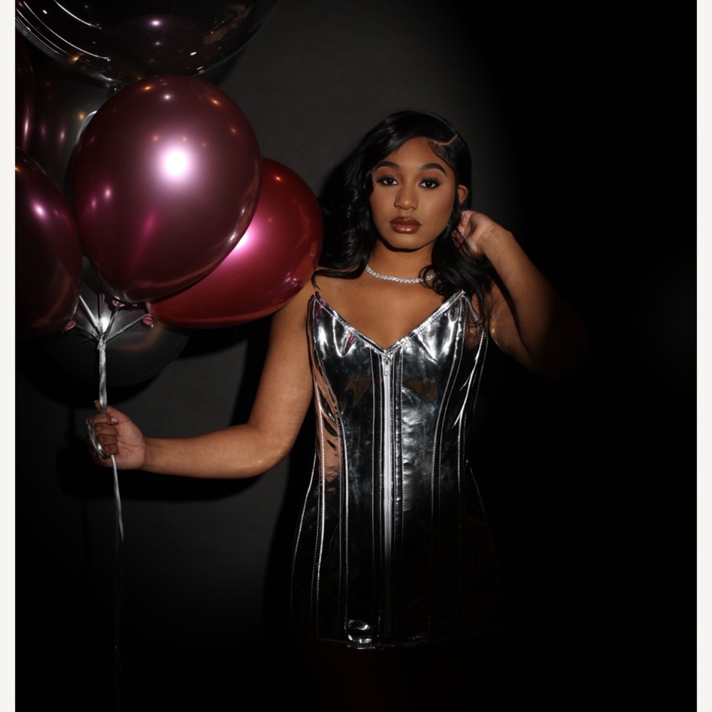 Silver Metallic Corset Dress